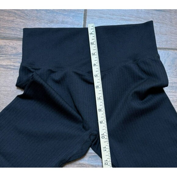 PINK Active Victorias Secret Black Ribbed Leggings 170/72A Sz MEDIUM - Picture 3 of 8